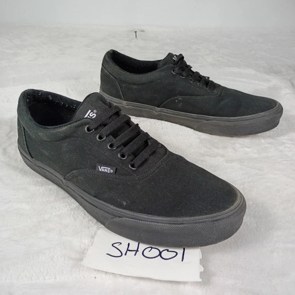 Vans Sneakers Mens 11.5 Black Canvas Low Top Skate Shoes Streetwear Casual